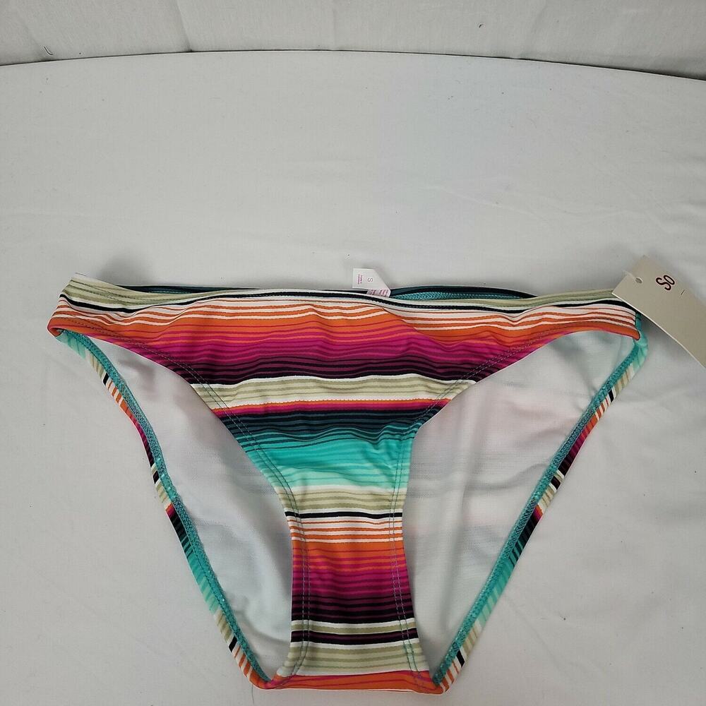 Kohl's Womens Multicolor Striped Tropical Sunrise Hipster Bottom Size Small‎